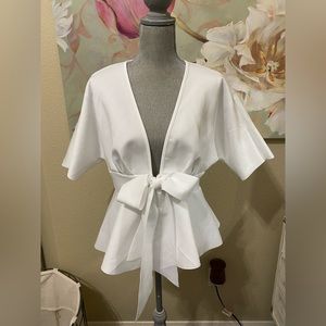 SHEIN White Peplum Top
